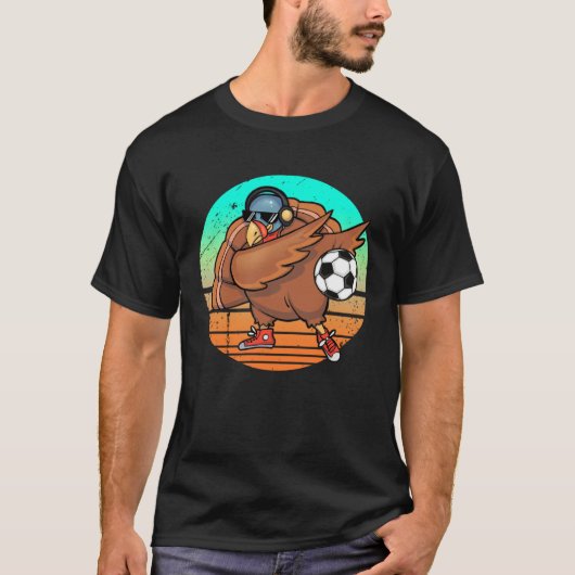 Dabbing Turkey Soccer Player Thanksgiving Day Fea T-Shirt (Vorderseite)