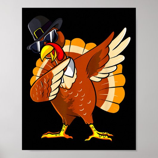 Dabbing Turkey Thanksgiving Day Lgrim Boys Kids Me Poster (Vorne)