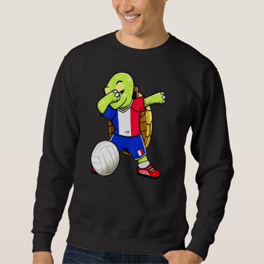 Dabbing Turtle France Volleyball Fans Jersey Frenc Sweatshirt (Vorderseite)