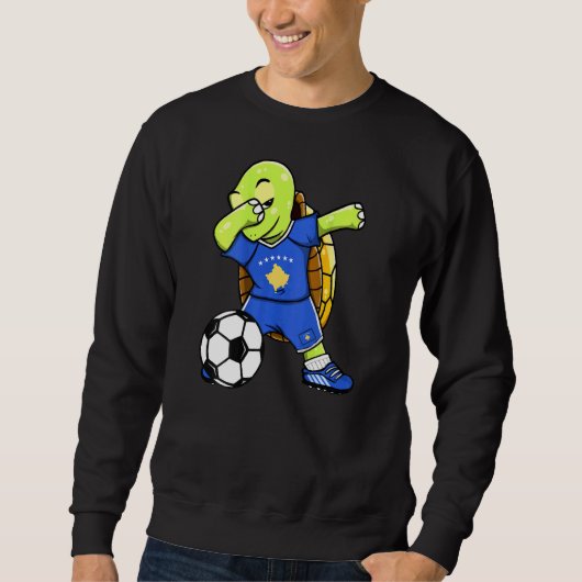 Dabbing Turtle Kosovo Soccer Fans Jersey Kosovo F Sweatshirt (Vorderseite)