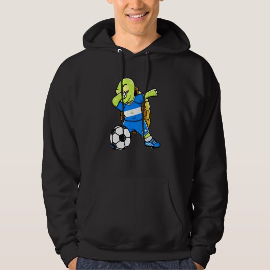 Dabbing Turtle Nicaragua Fußball Fans Jersey Flag  Hoodie (Vorderseite)