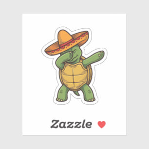 Dabbing Turtle Sombrero Vintage Vector Design_1 Aufkleber