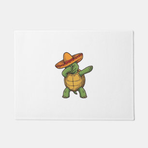 Dabbing Turtle Sombrero Vintage Vector Design_1 Fußmatte