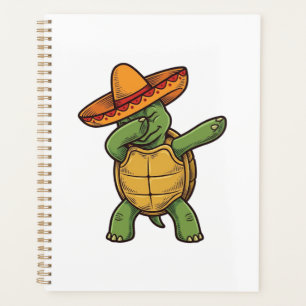 Dabbing Turtle Sombrero Vintage Vector Design_1 Planer
