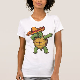 Dabbing Turtle Sombrero Vintage Vector Design_1 T-Shirt