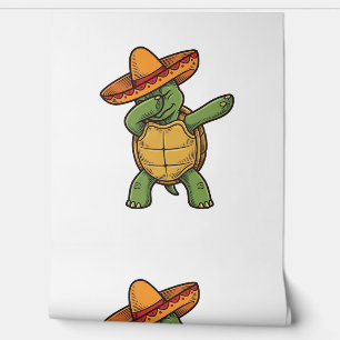 Dabbing Turtle Sombrero Vintage Vector Design_1 Tapete