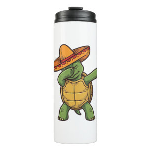 Dabbing Turtle Sombrero Vintage Vector Design_1 Thermosbecher