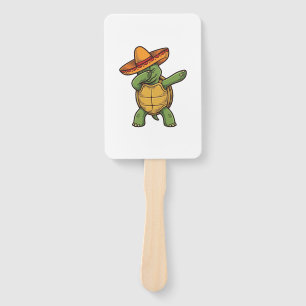 Dabbing Turtle Sombrero Vintage Vektor Design_1 Fächer