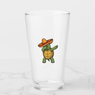 Dabbing Turtle Sombrero Vintage Vektor Design_1 Glas