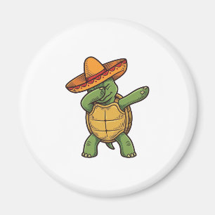 Dabbing Turtle Sombrero Vintage Vektor Design_1 Magnet