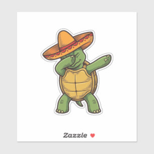 Dabbing Turtle Sombrero Vintage Vektordesign_1 Aufkleber