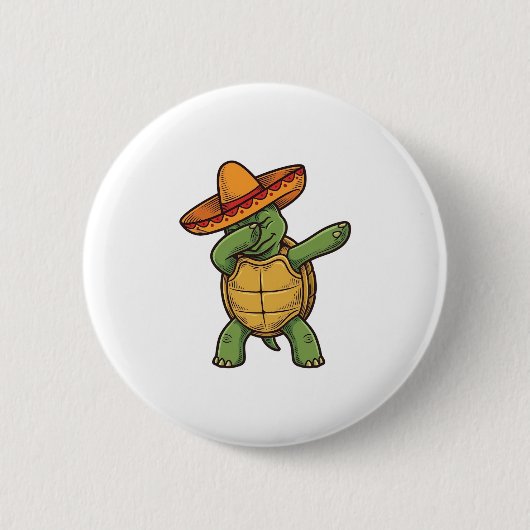 Dabbing Turtle Sombrero Vintage Vektordesign_1 Button (Vorderseite)