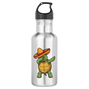 Dabbing Turtle Sombrero Vintage Vektordesign_1 Edelstahlflasche