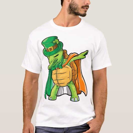 Dabbing Turtle St Patricks Day Boys Leprechaun T-Shirt (Vorderseite)
