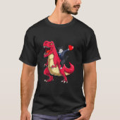 Dabbing Tuxedo Cat Riding Dinosaur Valentines Day T-Shirt (Vorderseite)