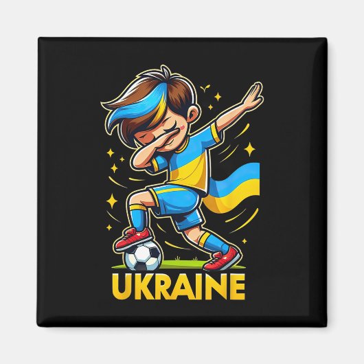 Dabbing Ukraina Kinder-Fußballtrikot mit Uk Magnet (Vorne)
