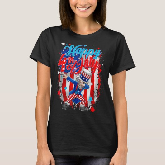 Dabbing Uncle Sam Happy 4. Juli T-Shirt (Vorderseite)