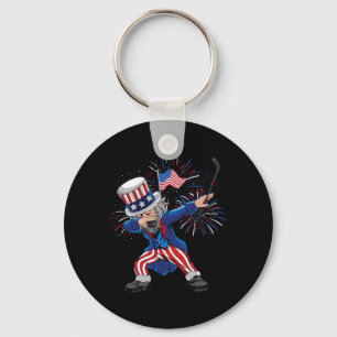 Dabbing Uncle Sam Ice Hockey Puck Unabhängigkeit T Schlüsselanhänger