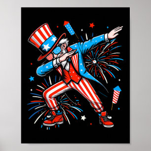 Dabbing Uncle Sam Independence Day American Flag 4 Poster