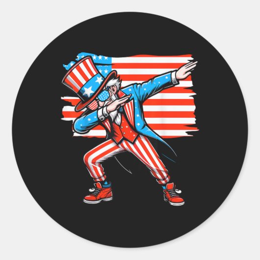 Dabbing Uncle Sam Independence Day American Flag 4 Runder Aufkleber (Vorderseite)