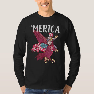 Dabbing Uncle Sam Riding Eagle Merica 4. Juli T-Shirt