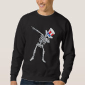 Dabbing Uncle Sam Skeleton 4. Juli Sweatshirt (Vorderseite)