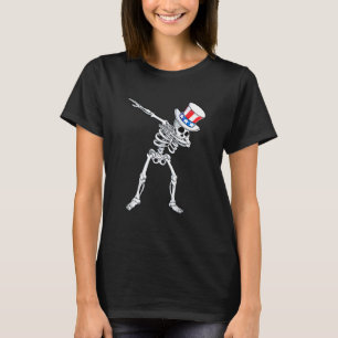 Dabbing Uncle Sam Skeleton 4. Juli T-Shirt