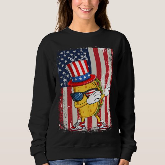 Dabbing Uncle Sam Taco Patriotic 4th of July Sweatshirt (Vorderseite)