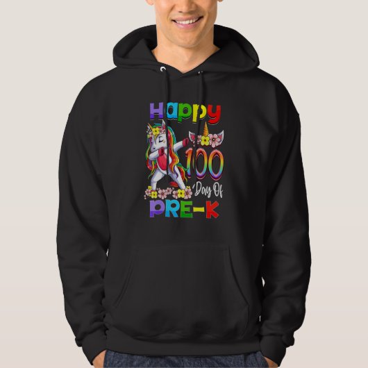 Dabbing Unicorn 100th Day Of School Pre K Girls Ki Hoodie (Vorderseite)