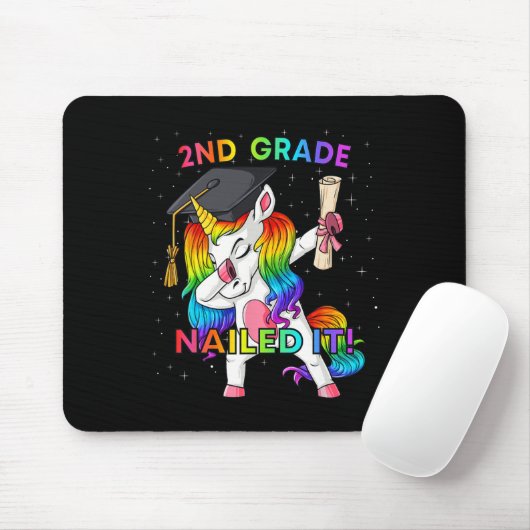 Dabbing Unicorn 2nd Grade Nails It Abschluss Gir Mousepad (Mit Mouse)