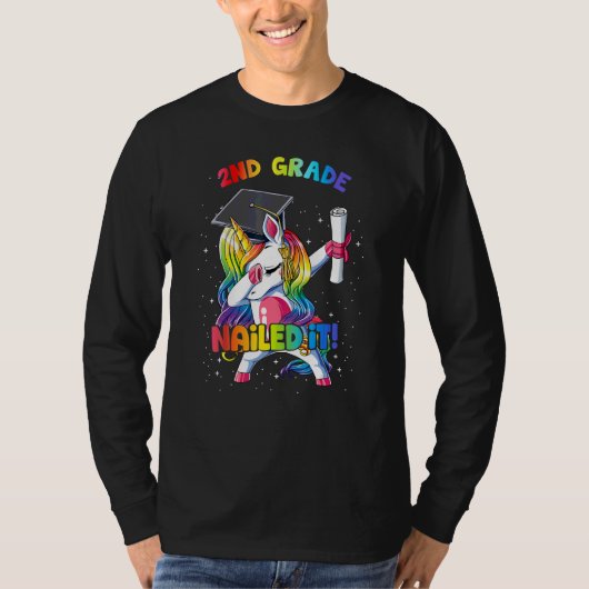 Dabbing Unicorn 2nd Grade Nails It Second Grade G T-Shirt (Vorderseite)