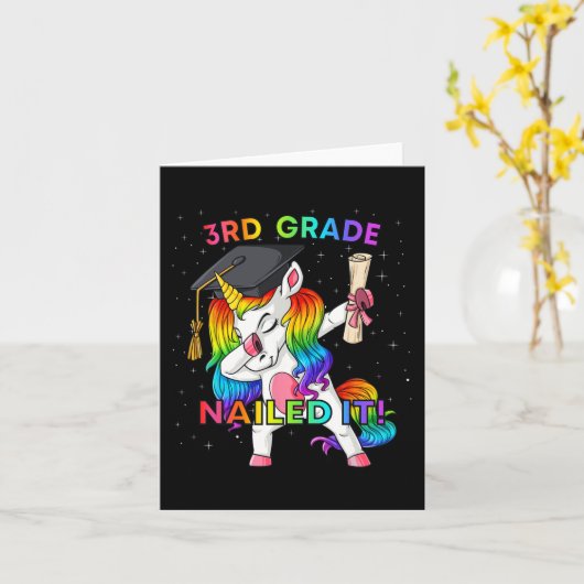 Dabbing Unicorn 3rd Grade Nails It Abschluss Gir Karte (Gelbe Blume)
