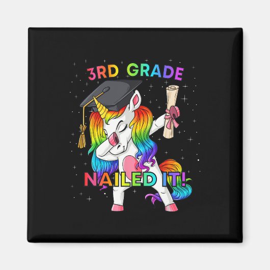 Dabbing Unicorn 3rd Grade Nails It Abschluss Gir Magnet (Vorne)