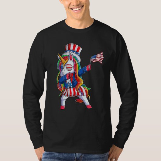 Dabbing Unicorn 4. Juli Girls Kind Teens Ameri T-Shirt (Vorderseite)