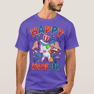 Dabbing Unicorn 4. Juli Mädchen Frauen Amerikanisc T-Shirt