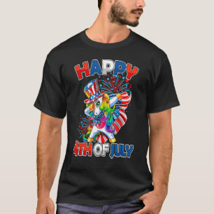 Dabbing Unicorn 4. Juli Mädchen Kinder Frauen Amer T-Shirt