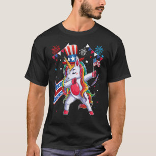 Dabbing Unicorn 4. Juli Mädchen Kinder Frauen Jung T-Shirt