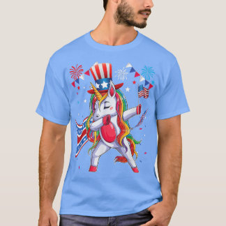 Dabbing Unicorn 4. Juli Mädchen Kinder Frauen Jung T-Shirt