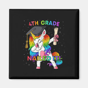 Dabbing Unicorn 4. Klasse Nails It Abschluss Gir Magnet