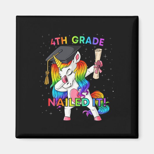 Dabbing Unicorn 4. Klasse Nails It Abschluss Gir Magnet (Vorne)