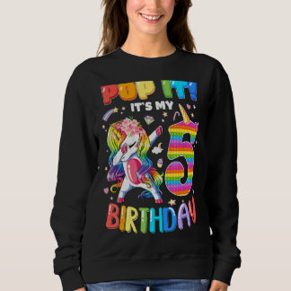 Dabbing Unicorn 5 Jahre alt 5. Geburtstag Pop Es i Sweatshirt