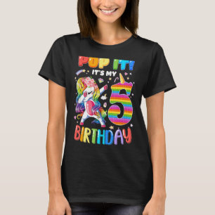 Dabbing Unicorn 5 Jahre alt 5. Geburtstag Pop Es i T-Shirt