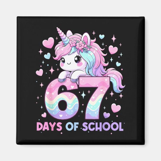 Dabbing Unicorn 67 Days Of School Teachers Kids Bo Magnet (Vorne)