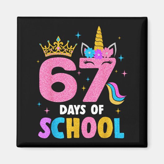 Dabbing Unicorn 67 Days Of School Teachers Kids Bo Magnet (Vorne)