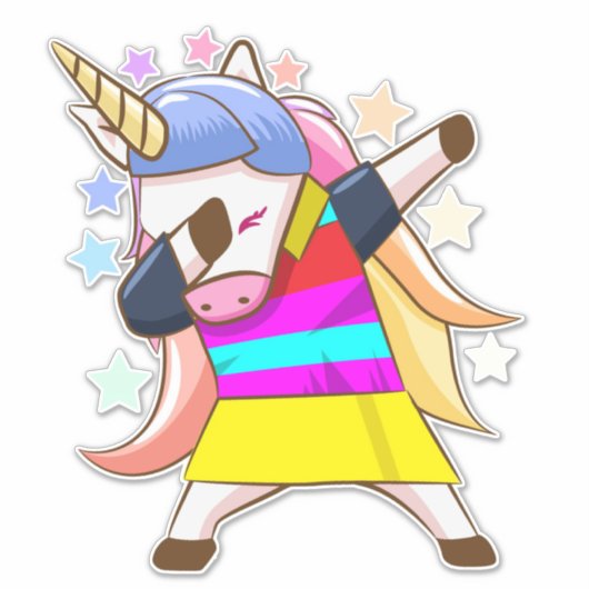 Dabbing Unicorn-Aufkleber Aufkleber (Vorderseite)