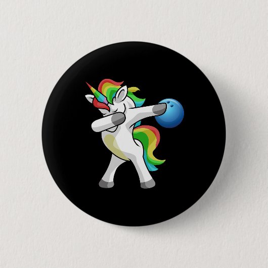 Dabbing Unicorn Bowling Bowler Funny Dab Dance Rai Button (Vorderseite)