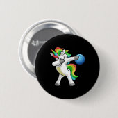 Dabbing Unicorn Bowling Bowler Funny Dab Dance Rai Button (Vorne & Hinten)