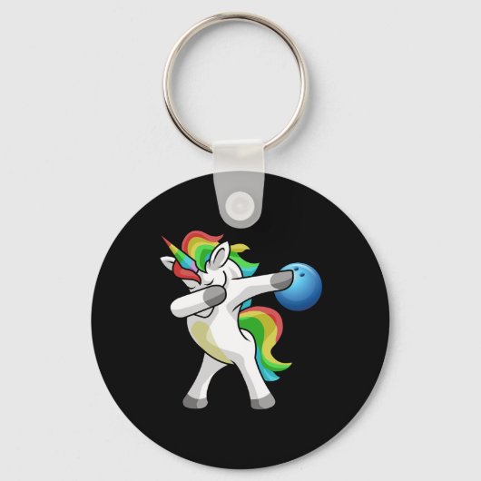 Dabbing Unicorn Bowling Bowler Funny Dab Dance Rai Schlüsselanhänger (Vorderseite)
