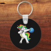 Dabbing Unicorn Bowling Bowler Funny Dab Dance Rai Schlüsselanhänger (Vorderseite)