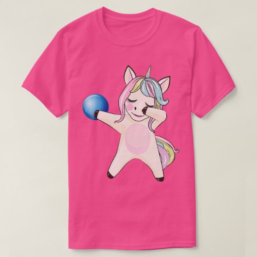Dabbing Unicorn Bowling Who Liebe T T-Shirt (Design vorne)